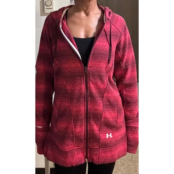 Under Armour Womens Full Zip Hooded Thick Magenta Fleece XL - Picture 2 of 5